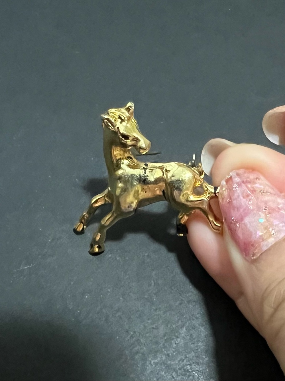 Gold-tone Horse Brooch Pin